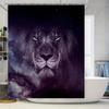 Starry Night Animal Shower Curtain Black Lion Print Waterproof Fabric 3D Decoration for Bathroom Decorations