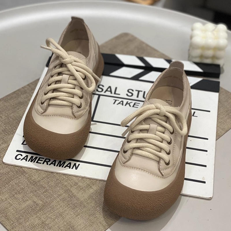 

Туфли на платформе повседневные туфли весна и осень новая шнуровка кеды модные ретро литературные и универсальные 40 бежевый