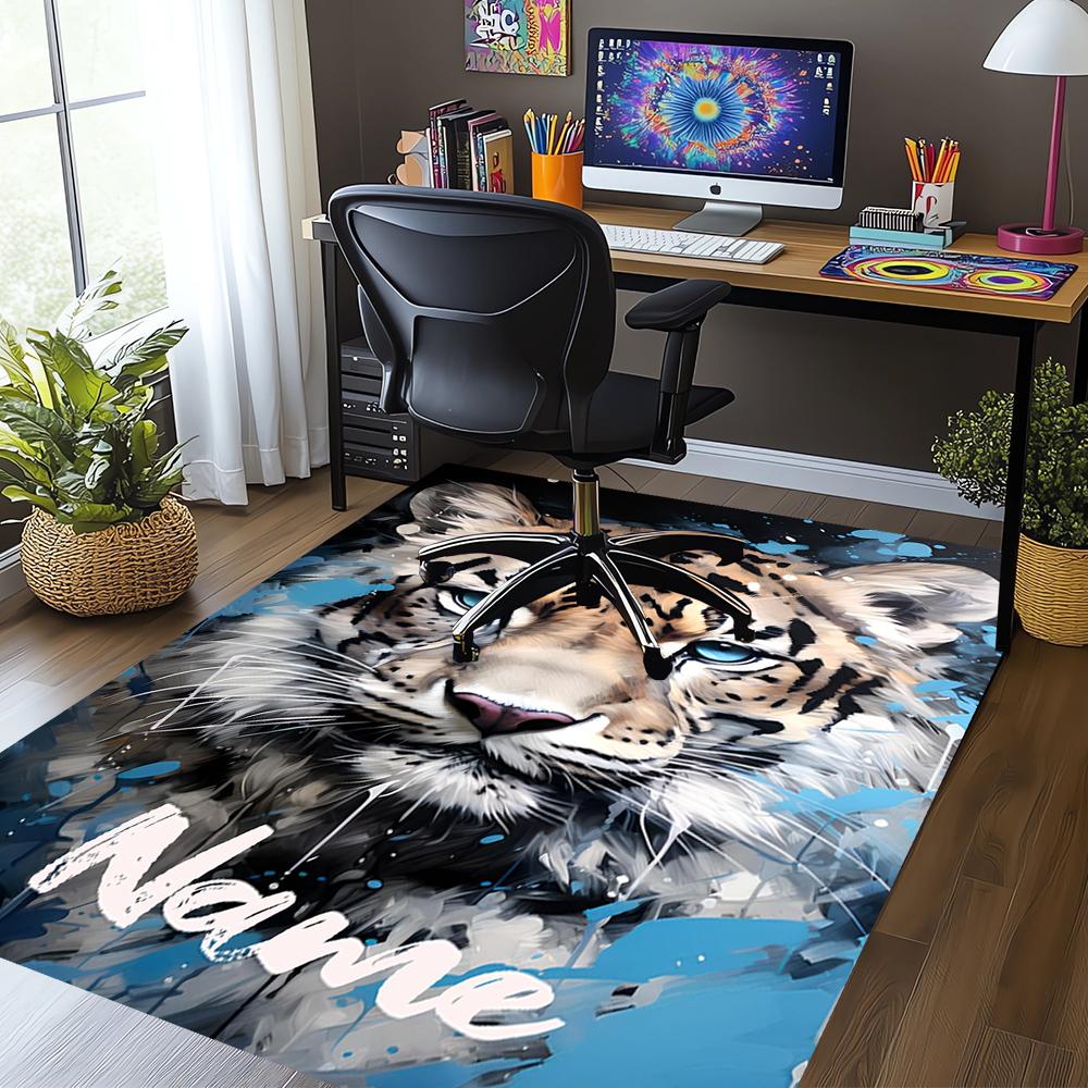 Custom Name Tiger Printed Carpet,Rug for Office Chair Living Room Bedroom Kitchen Room Decor Gifts.