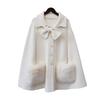 Bow knitted double-sided woolen coat cape autumn and winter new high-end sweater jacket women