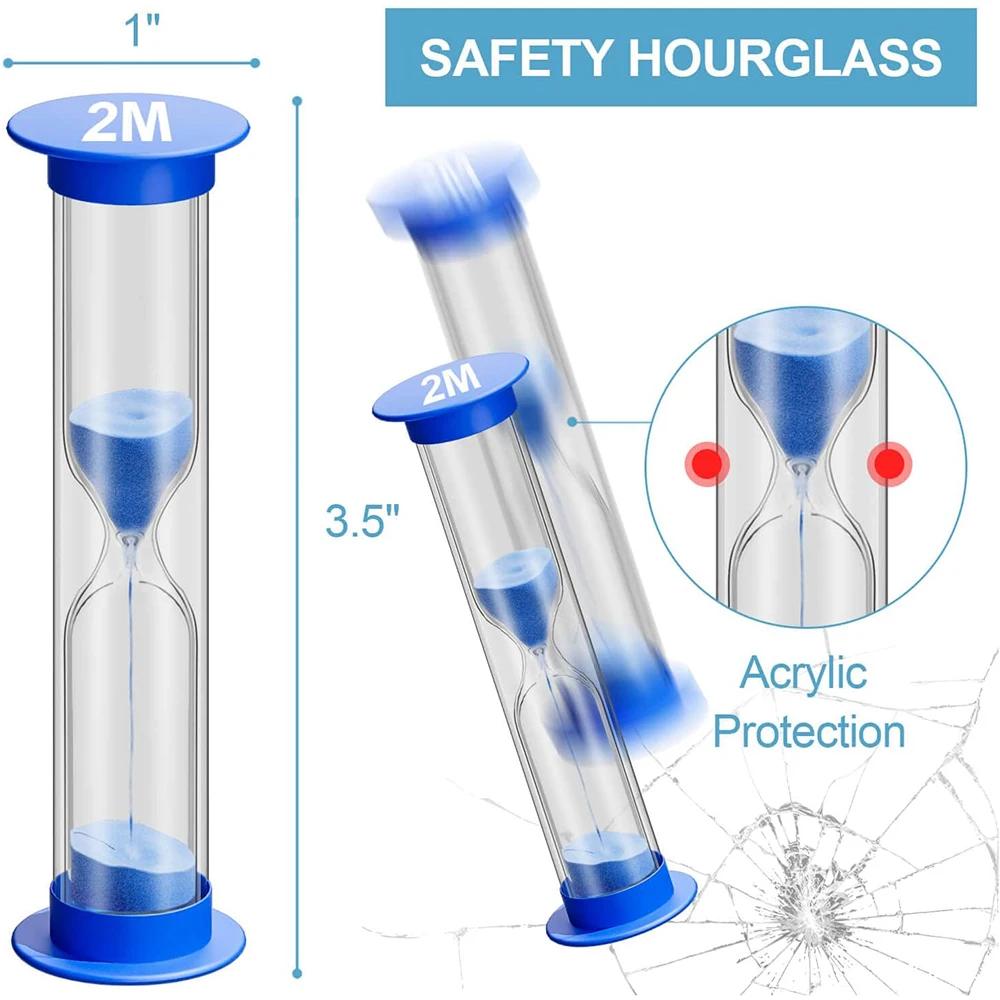 6Pcs Sand Hourglass Mini Colorful Sand Timer Sets 30sec/1min/2mins/3mins/5mins/10mins Sand Clock Timer for Home Kitchen Kids New