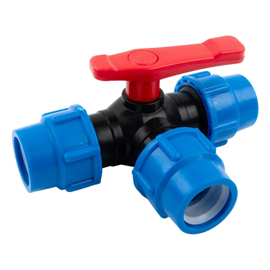 PE Pipe 3-Way Ball Valve 20mm/25mm/32mm/40mm/50mm Plastic Quick Connect Three-Way Valve DN15 DN20 DN25 DN32 DN40 Pipe Joint