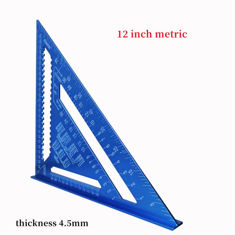 מד זווית משולש מסגסוגת אלומיניום בדיוק גבוה, מחוגה, כלי מדידה לעץ עם סקאלה כפולה לשרטוט