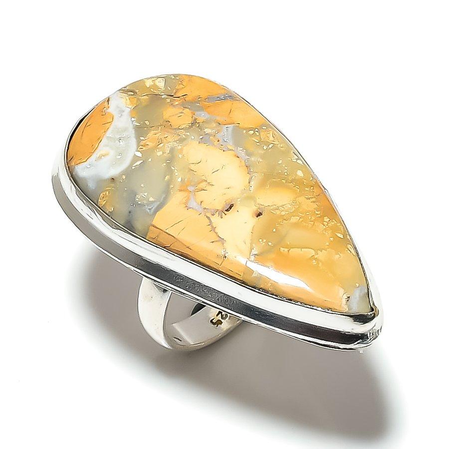 Malinga Jasper Gemstone 925 Sterling Silver Gift Jewelry Ring Size 9