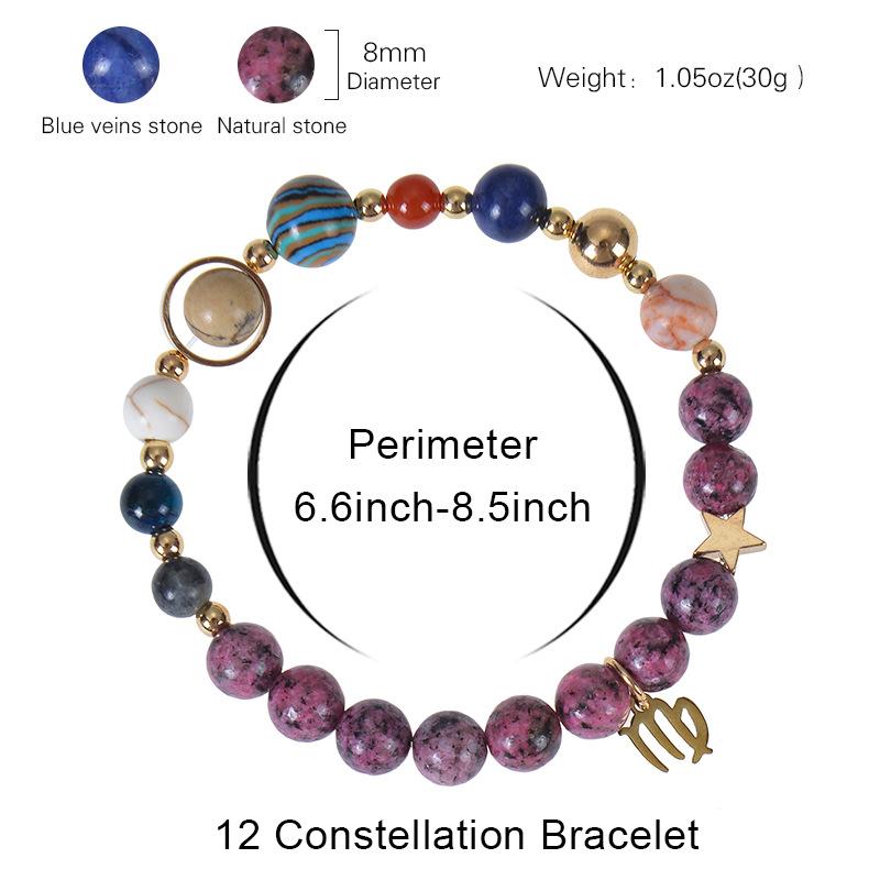 Eight Planet And Twelve Constellations Natural Stone Bracelets Matte Stone Bead Bracelet Planet 12 Constellations Bracelet