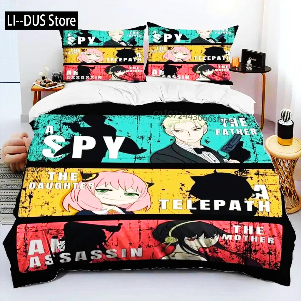 Anime SPY×FAMILY Anya Bedding Set Boys Girls Twin Queen Size Duvet Cover Pillowcase Bed Boys Adult Fashion Home Textileextile