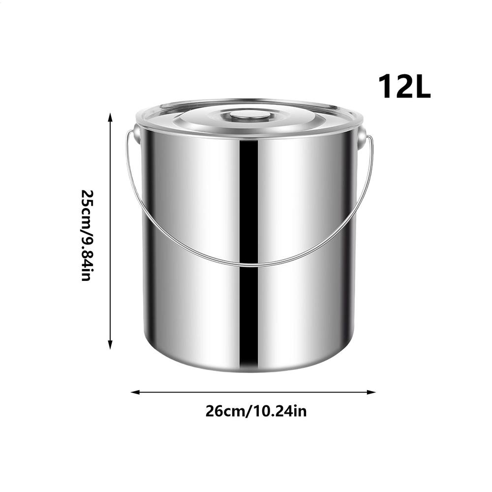 Stainless Steel Food Bucket With Lid Large Capacity Kitchen Flour Container With Handles For Soup Porridge Water Rice Cereal cat