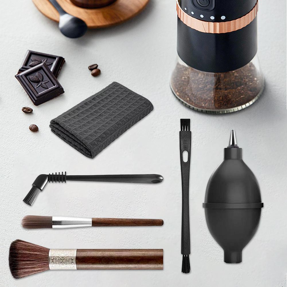 6 Pieces Coffee Brush Set with Air Blower Blaster Coffee Portafilter Cleaning Brush Set for Coffee Machine Group Head