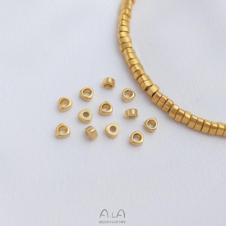 Gold Shimmer Loose Beads: Color-Retentive Sand Gold Triangle Spacers for DIY Bracelets