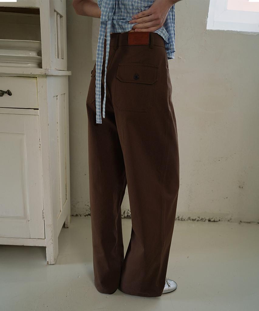 WITHOUT SUMMER Wide Cotton Pants_Brown