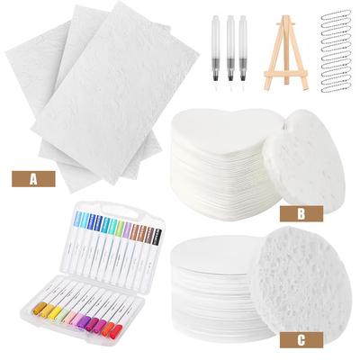 10Pcs DIY Art Supplies Puffy Texture Paper with 12 Marker Pen & Water Brush Magic Puffy Paint Kit 3D Effect Texture Painting Kit