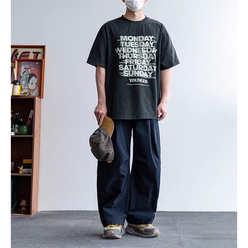 American street tide brand simple solid color scimitar wide leg casual pants men's lazy relaxation loose straight long pants