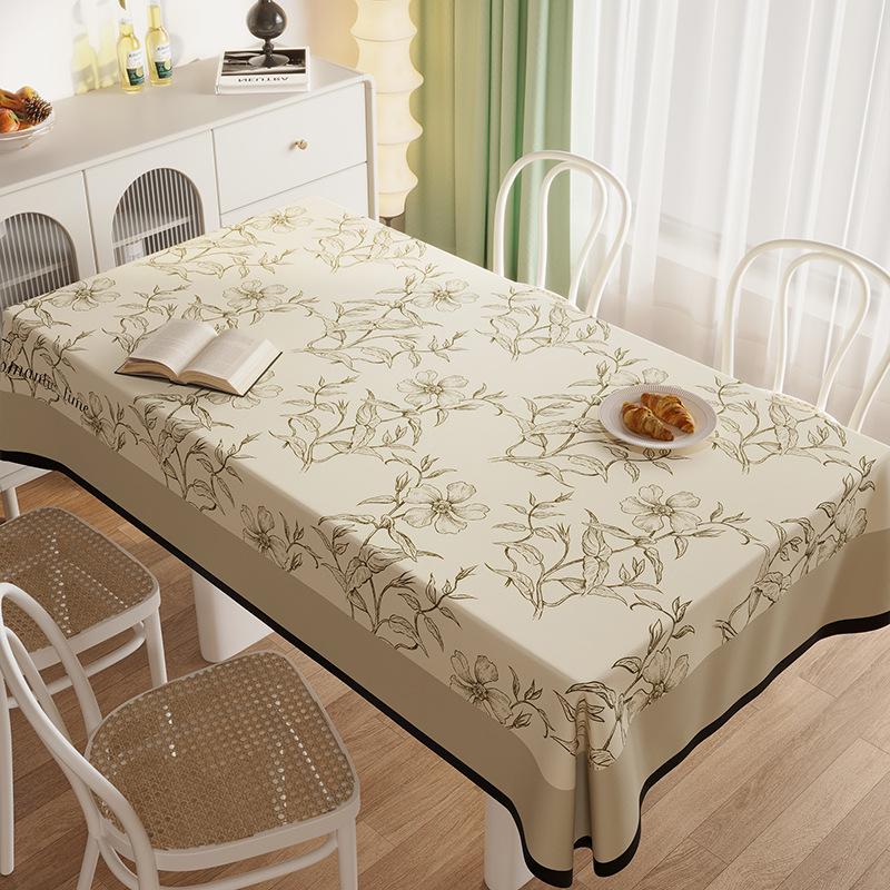 Tablecloth Waterproof And Oil-Proof Leave-In Modern Simple Light Luxury Rectangular Dining Table Cloth, Tablecloth Mat Tablecloth