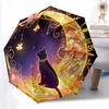 1pc Whimsical Moonlit Garden Automatic Folding Umbrella - Compact 8-Rib Design, Durable Plastic & Iron, Lightweight for Outdoor Daily Use134