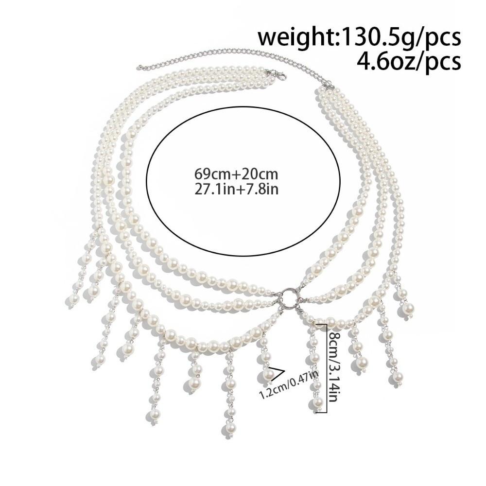 Tassel Waist Chain Belt Geometric Beads Chain Belt Fashion Pearl Waist Chain Body Jewelry