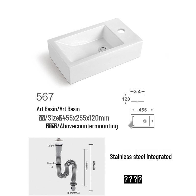 Square Ceramic Wall-Mounted Mini Bathroom Washbasin