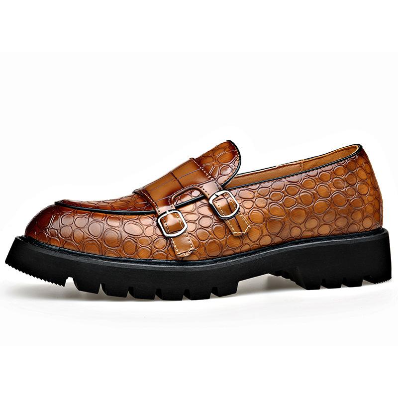 2025 Spring Autumn New Casual Leather Shoes for Men Thick Soles Buckle Designer Shoes Male Big Size Business Dress Loafers Man