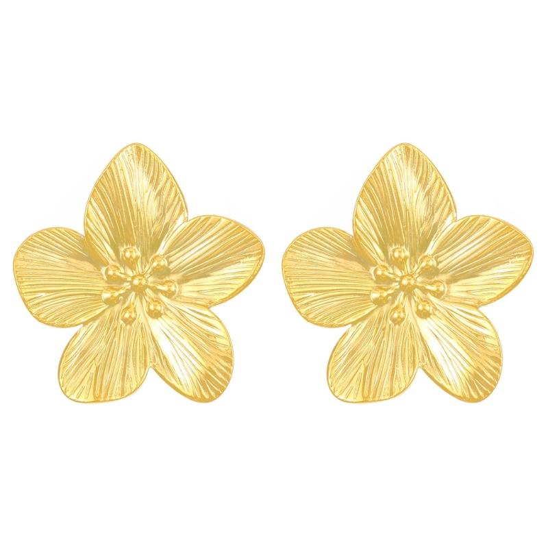 Stainless Steel Petal Flower Earrings Distinctive Gold Flower Earrings Adornment Portable Ear Studs Charm for Parties