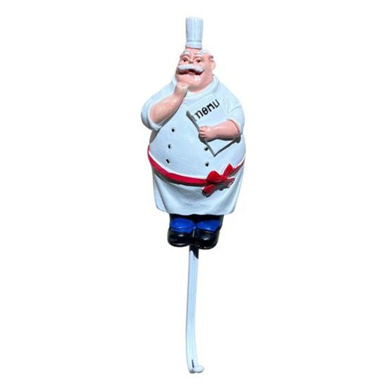Adhesive Bathroom Hook Cute Chef Shape Hook, Strong Resin Kitchen Wall No Punch Fun Decoration Backing Decorative for Home Hang Utensils Dishcloths
