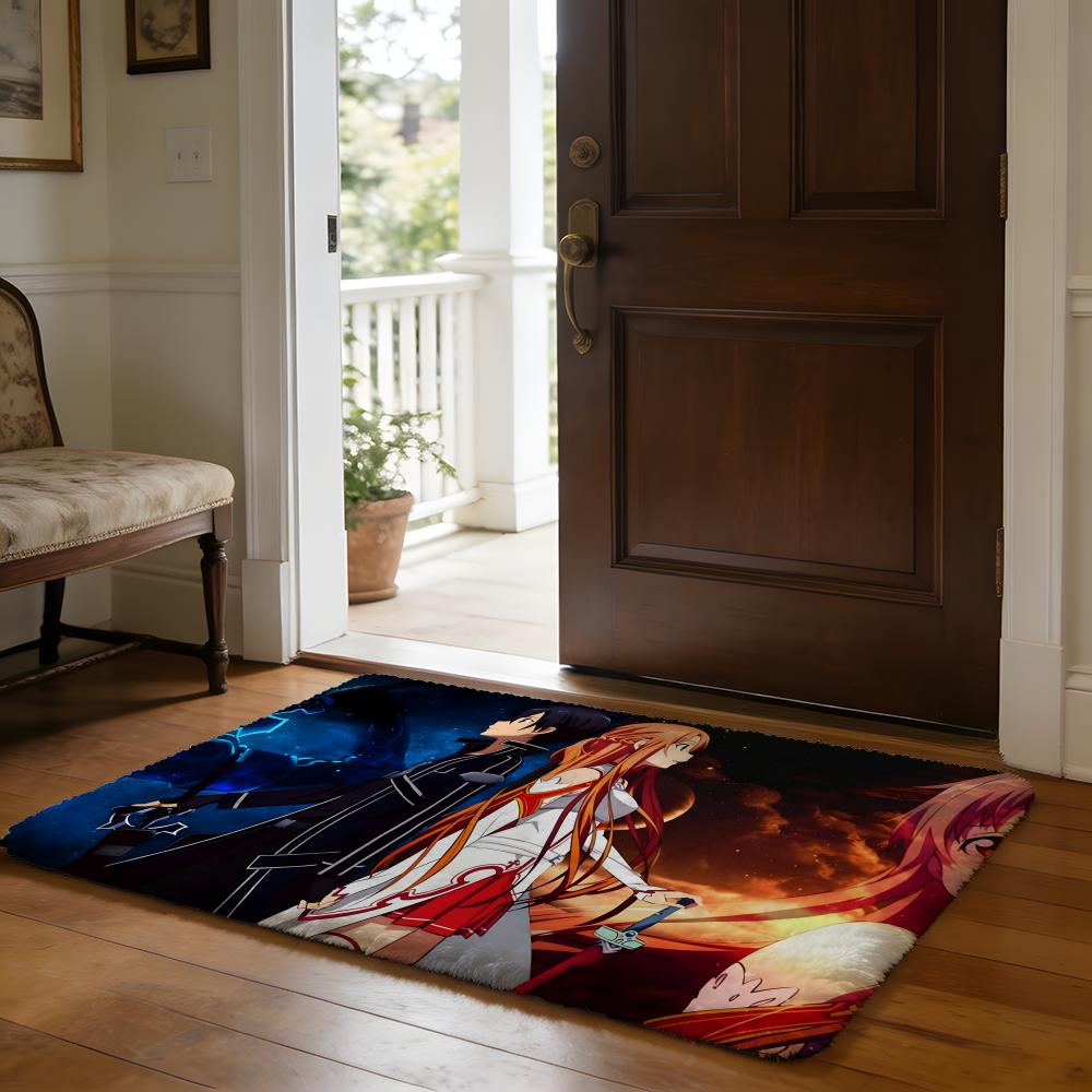 Hot Anime SSword Art Online Floor Mat Soft Flannel Absorbent Mat Non-Slip Rug Home Bedroom Bathroom