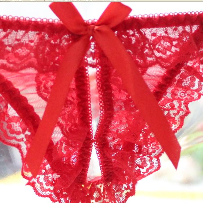 Damen Sexy Spitzen-Tanga Versuchung Transparente Dessous Weibliche Höschen Schrittfrei Damen Dessous Bowknot Unterwäsche für Frauen