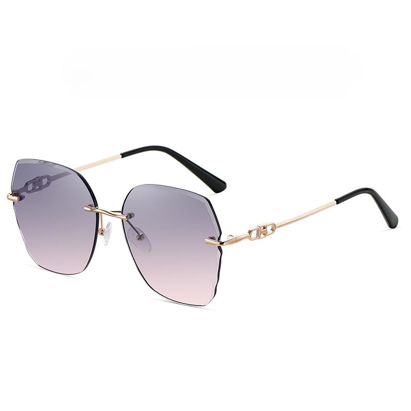 

Новые модные безрамочные поляризованные солнцезащитные очки, модные женские солнцезащитные очки в корейском стиле, очки для уличной фотографии с большим лицом UV400