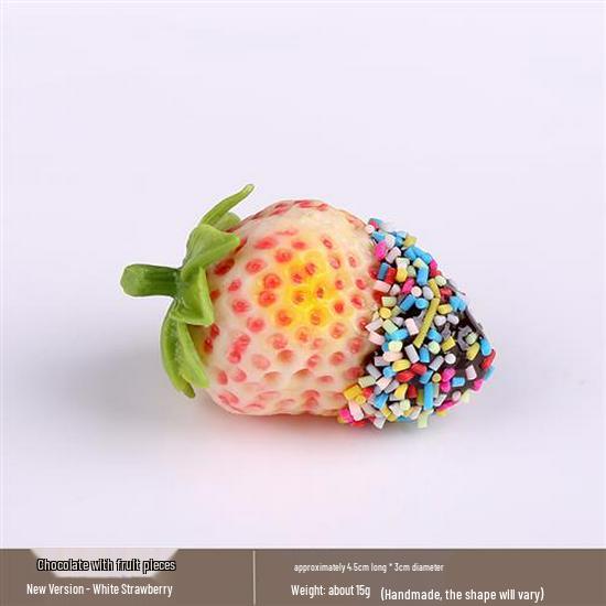 White Bionic Strawberry Fake Fruit Photography Prop - Plastic Decoration Toy