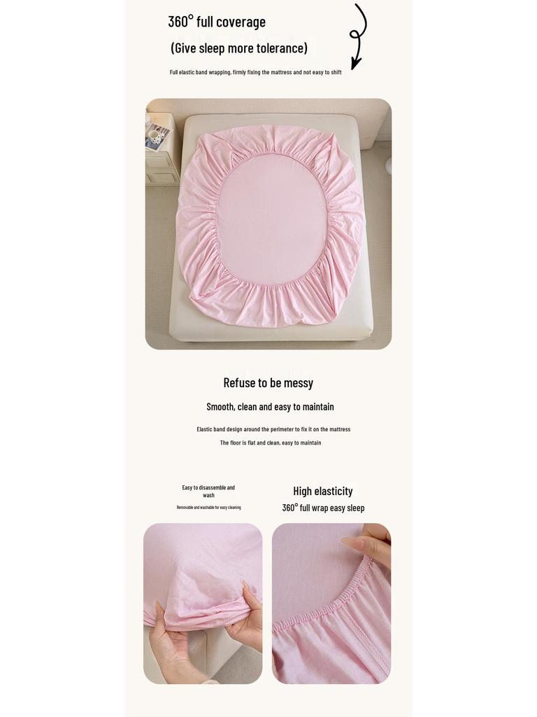 Fresh & Simple Pure Cotton Four-Piece Printed Dorm Set – Includes Three-Piece All-Cotton Bed Sheet, Bed Skirt, and Bedding Set.