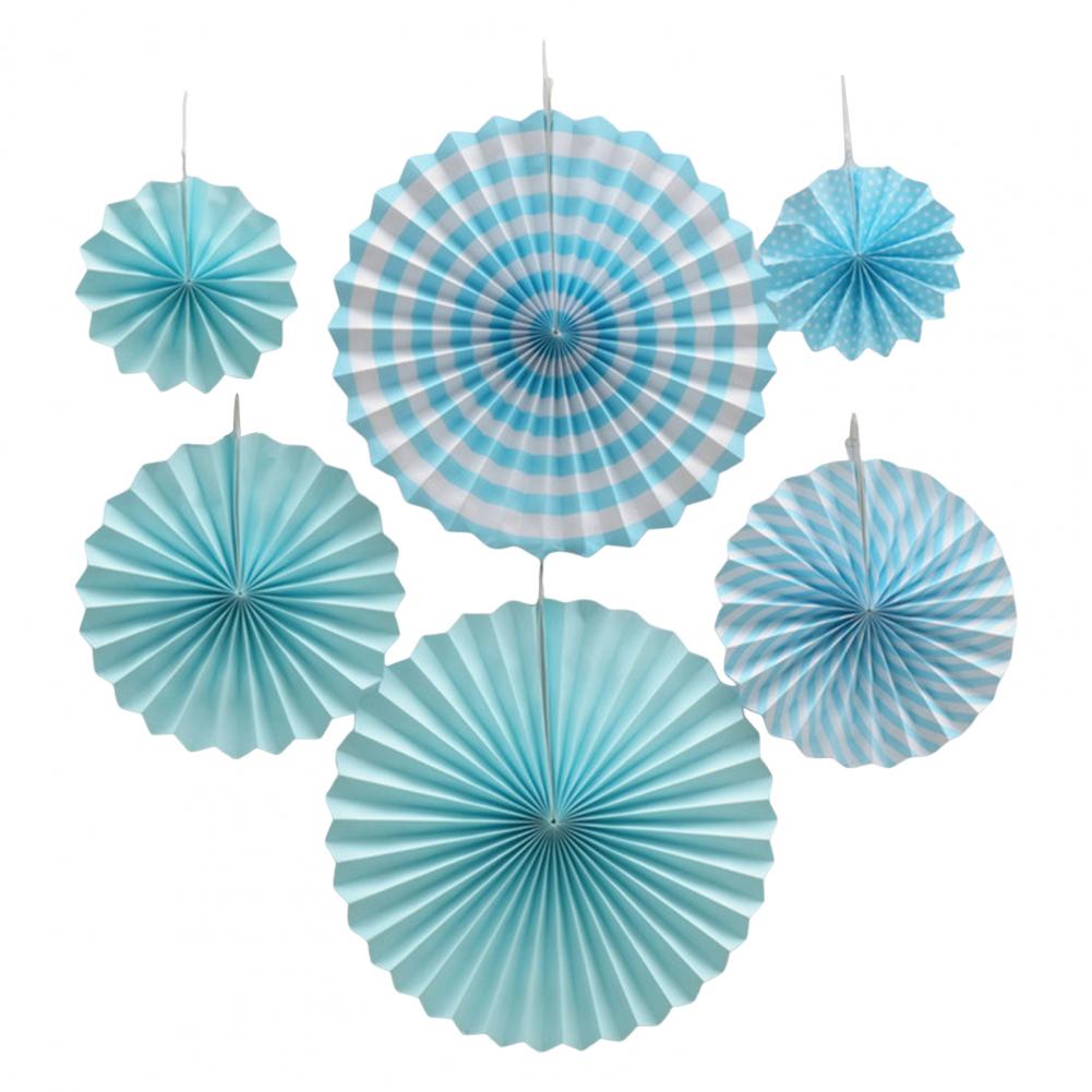 6Pcs Tissue Paper Lantern/Pom Poms Flower/Rosette Fans Paper Fan Wall Decoration Background Ceiling Hanging Ornaments