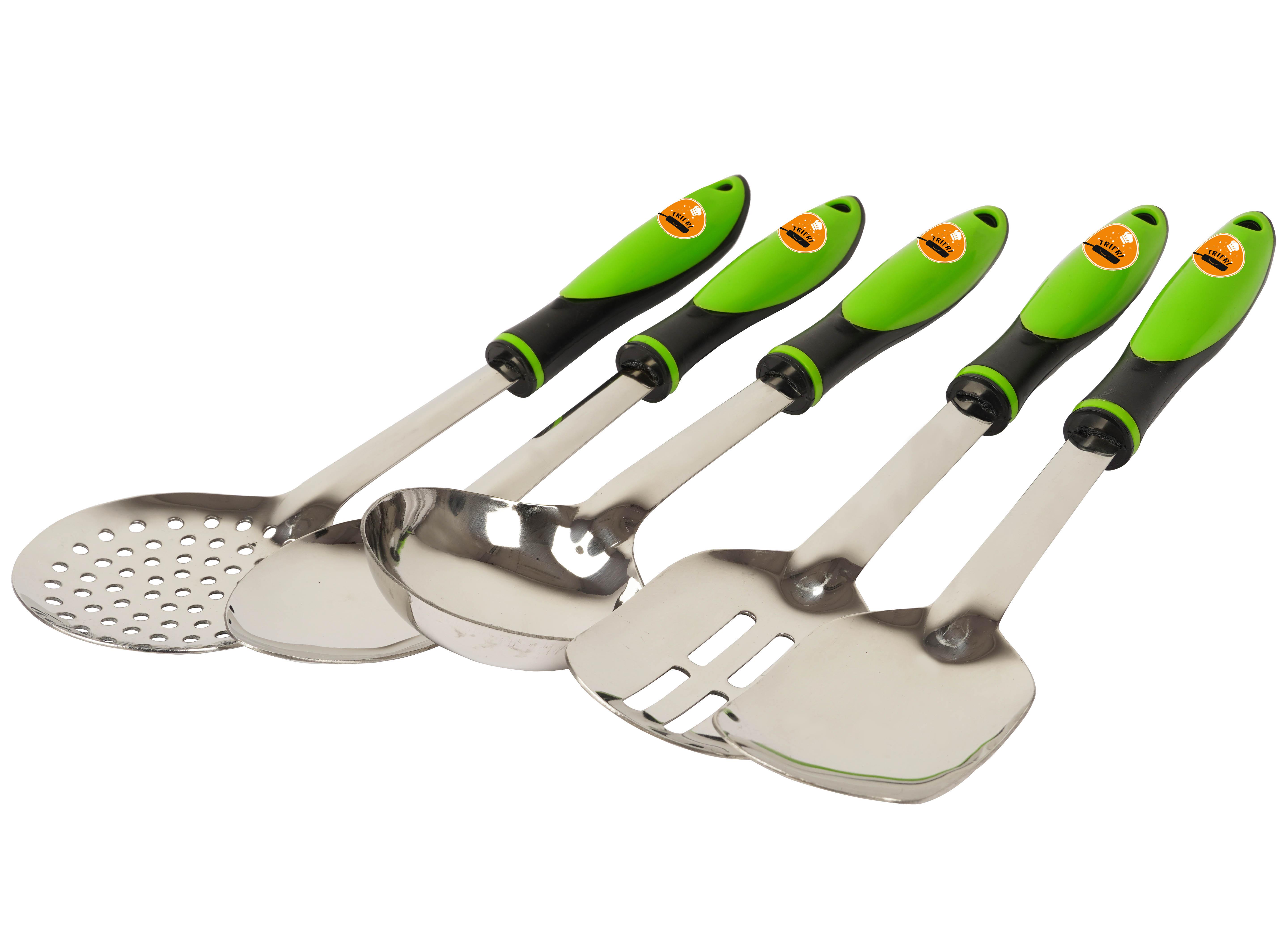 

Кухонний посуд Trifri, 5 шт., набір кухонного посуду з нержавіючої сталі Кухонний інструмент для шеф-кухаря. 12” x 2.5” срібний