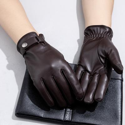 Men's Sheepskin Gloves Are Thickened with Fleece for Warmth During Winter Cycling Winter Cycling Genuine Leather Gloves