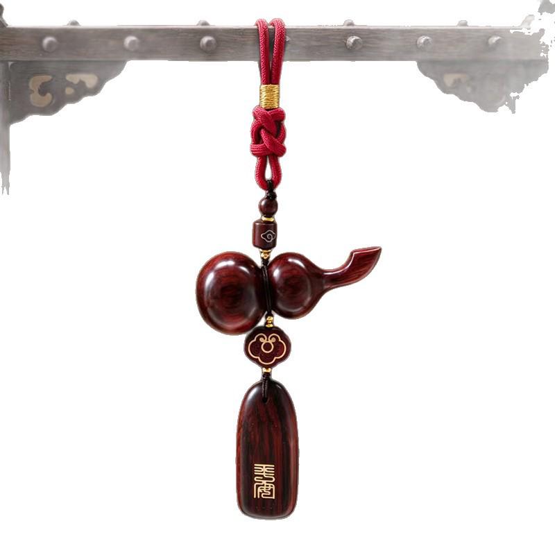 Rosewood Gourd Rearview Mirror Pendant - Chinese Style Car Accessory