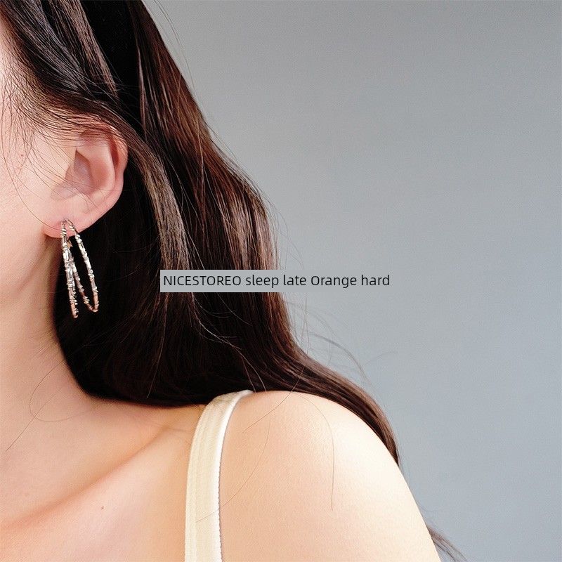Late Sleeping Platycodon Grandiflorum Euro MAYSU Circle Special Interest Earrings Silver