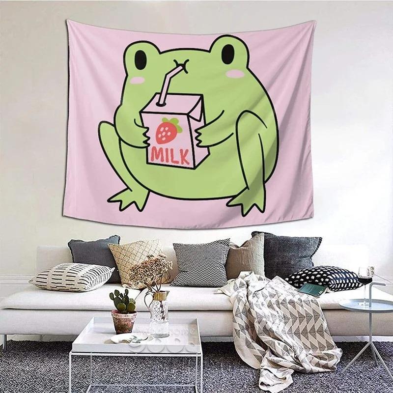Cute Cartoon Frog Decorative Tapestry Home Wall Decor Office Living Room Tapestry
