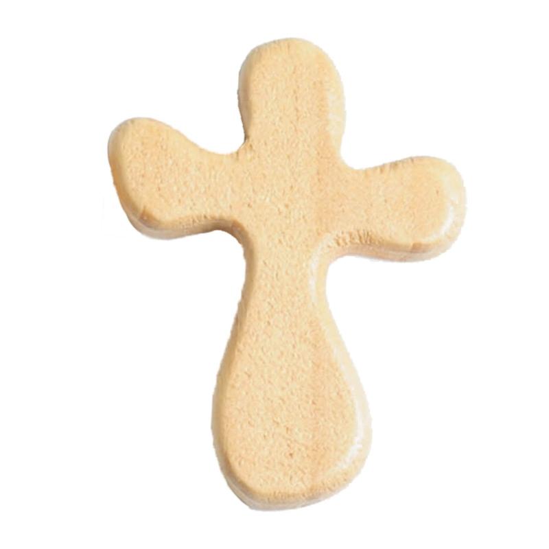 Small Solid Wooden Cross Pocket Hand-Drawn Crosses Handicraft Ornaments Church Religious Gift for Kids and Adults