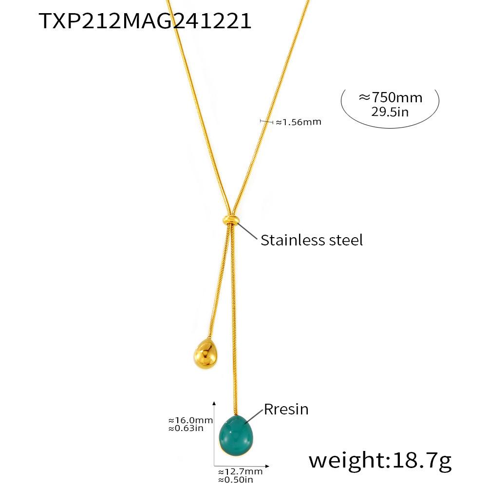 Qiong Yao Multi-Color Water Drop Sweater Chain Necklace, 18K Gold Plated, Long-Lasting Shine
