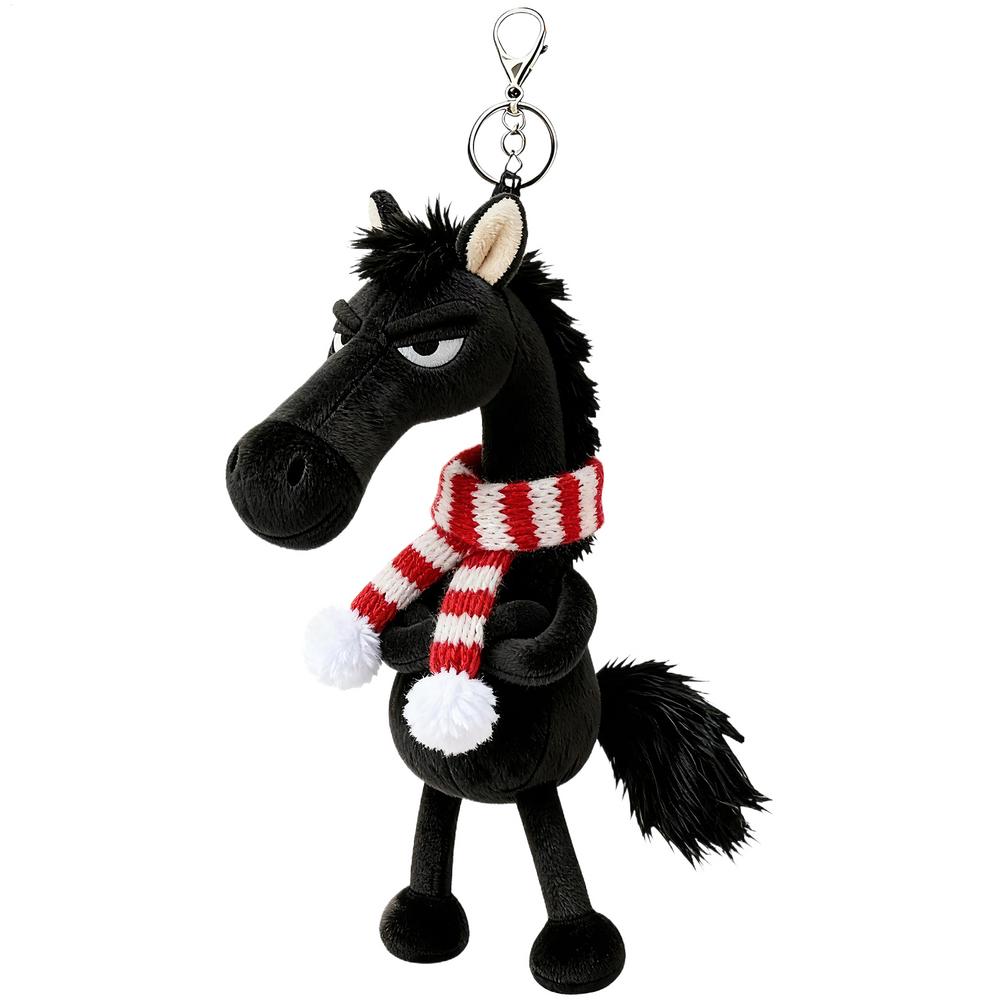 Black Horse Keychain Plush Toy Backpack Pendant Decoration 2026 Year Of The Horse Plush Toy New Year Gifts For Boys And Girls