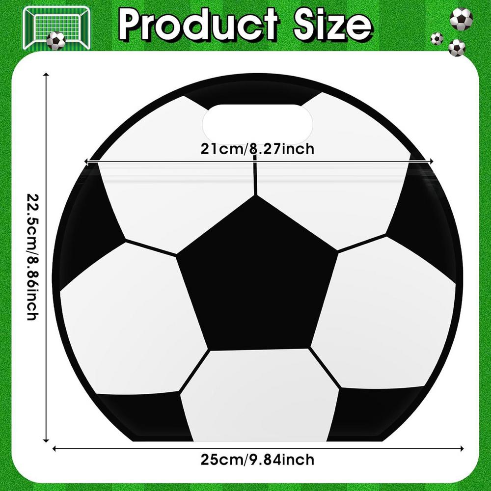 25cm Soccer Party Goodie Bags Reusable Football Treat Bags with Handles, Candy Favor Gift Bags for Kids Boys Team Birthday Game