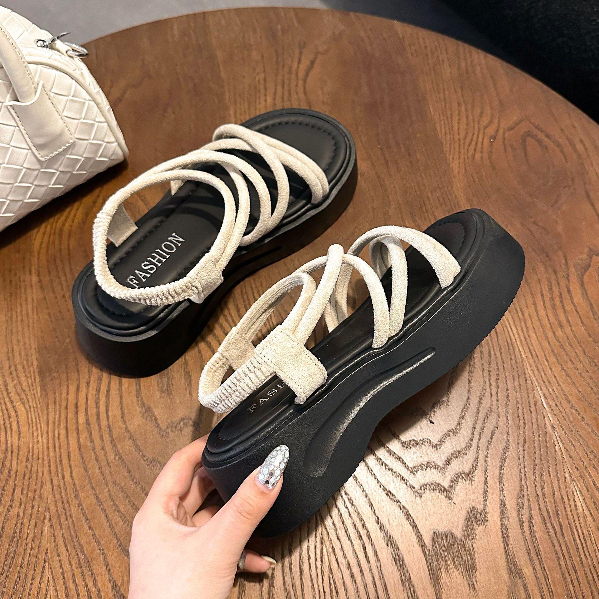 

Niche design platform sandals women s summer new fashion muffin and versatile shoes trend 40 бежевый