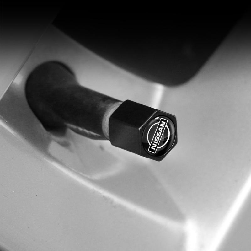 1 Set Bouchon de Valve de Pneu de Voiture Cache Tige de Roue avec Porte-clés Clé Pour Nissan Qashqai X J10 J11 Trail Tiida Teana Skyline Juke X-trail Almera