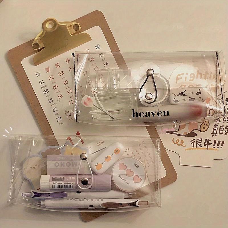 Transparent Pencil Case Makeup Cosmetics Storage Bag Pencil Bag Cute Stationery Holder School Office Supplies