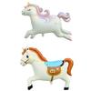 New Packaging 3D Standing Birthday Matte Retro Unicorn Wooden Horse Birthday Party Decoration Aluminum Film Balloons