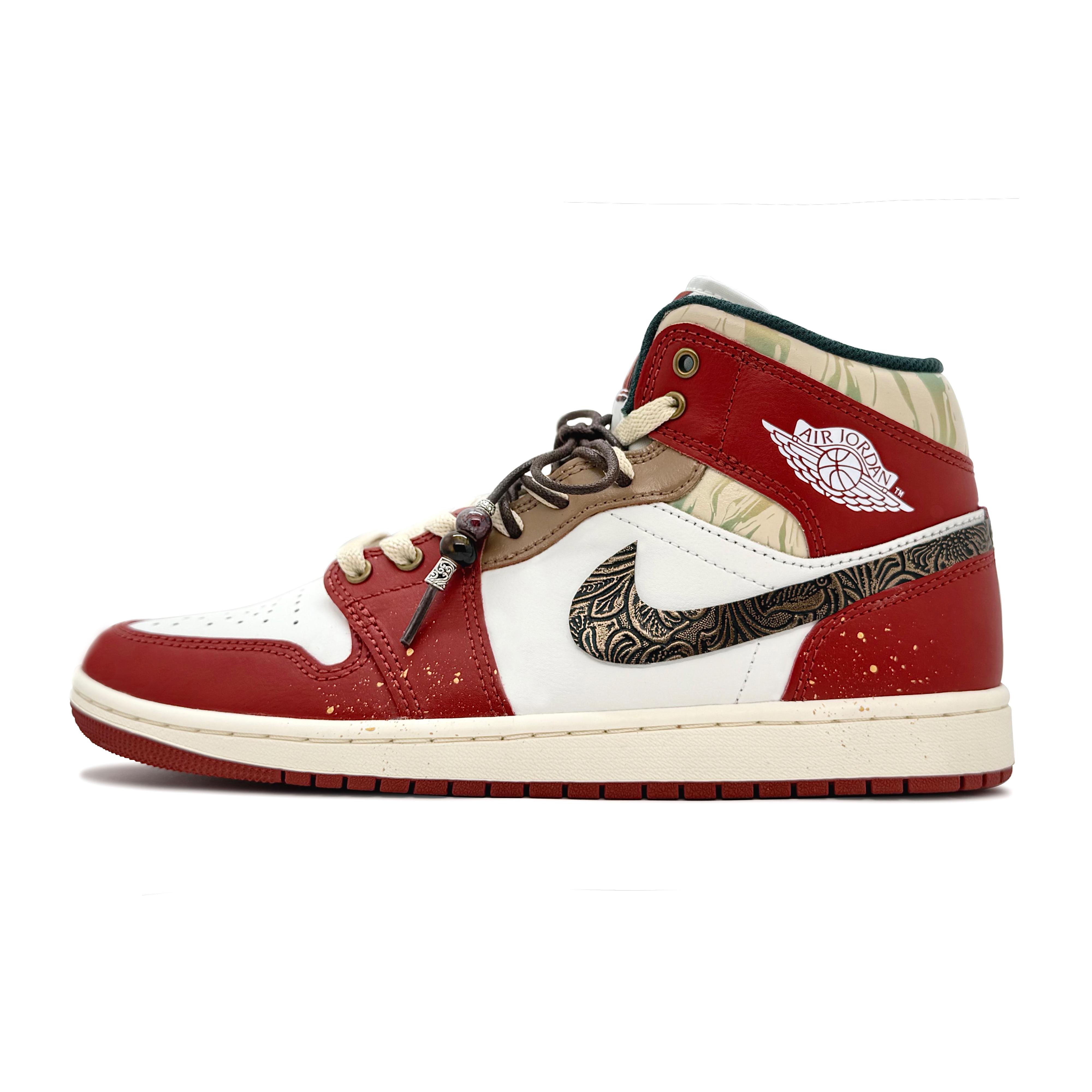 

Jordan Air Jordan 1 Mid top Vintage Basketball Shoes Unisex Red White DQ8426-105(Team191-) 41