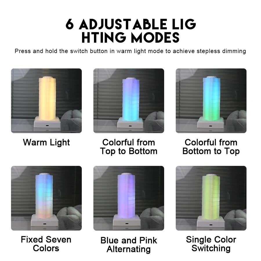 DIY Color Changing Desk Lamp RGB 16 Color LED Lamp Bedroom Bedside Table Decoration Lamp Touch Switch Multi-step Light