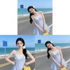 Summer Stripe Spliced Aline Dress With Sleeveless Design For Casual Women