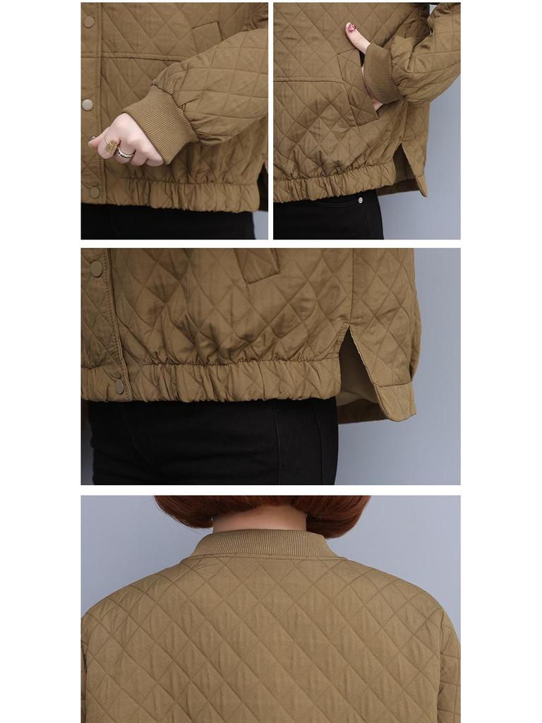 Women's Plaid Long-Sleeve Baseball Jacket, Spring/Autumn 2024 European Style Fashion.