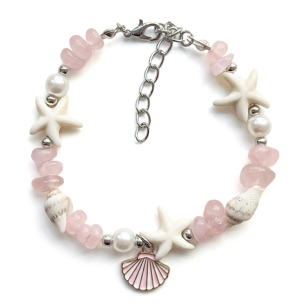 Vintage Ocean Sea Series Shell Starfish Bracelet Pearl Colorful Beach Beads Bracelet Wristband Adjustable Summer Bangle Vacation