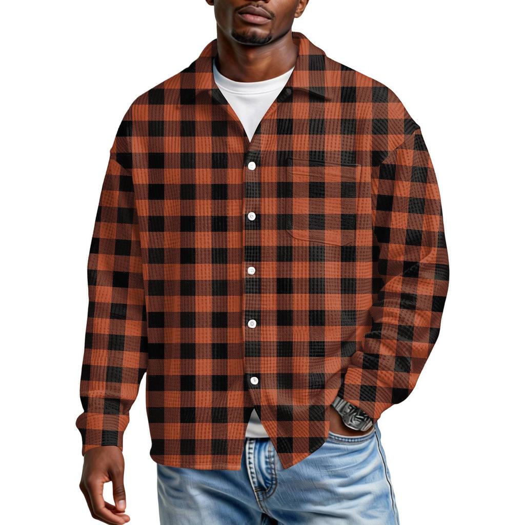 Chemise Décontractée à Boutons et Manches Longues pour Homme avec Poche