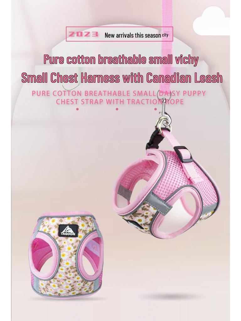 Reflective Anti-Escape Breathable Dog Harness & Retractable Leash for Small & Medium Dogs