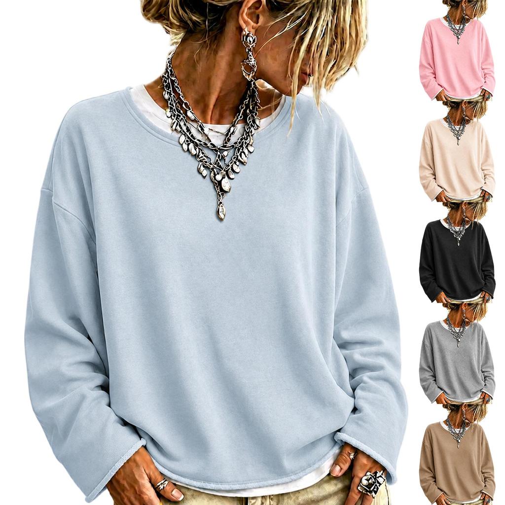Damen Freizeit gestreift locker geschnitten Langarm Sweatshirt Top